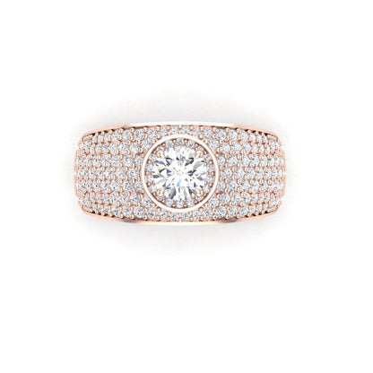 Eternal Glow – Round Moissanite Pavé Ring in 14k Rose Gold Plating