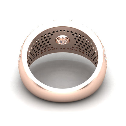 Eternal Glow – Round Moissanite Pavé Ring in 14k Rose Gold Plating