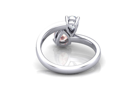 Sakura Pink 0.94ct Toi et Moi Ring – 14K White Gold Plated