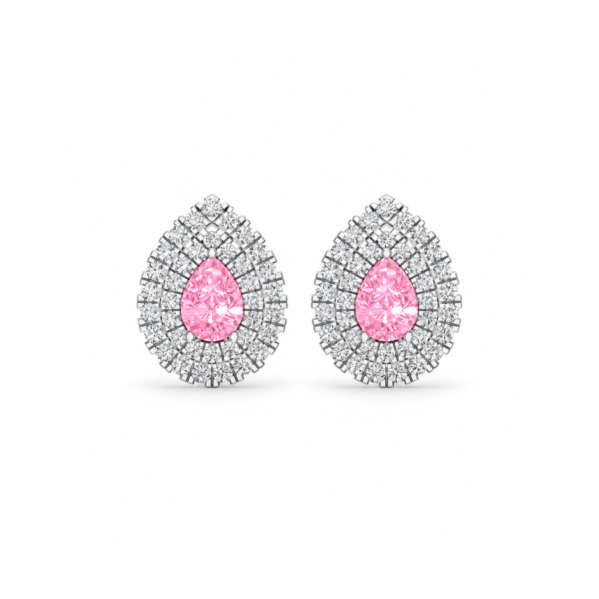 Sakura Duchess Pear Halo Earrings