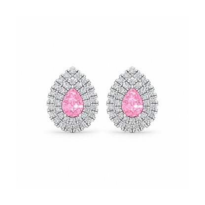 Sakura Duchess Pear Halo Earrings