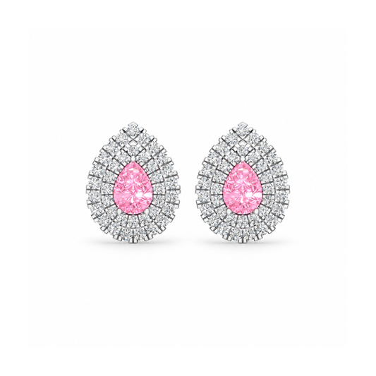 Sakura Duchess Pear Halo Earrings