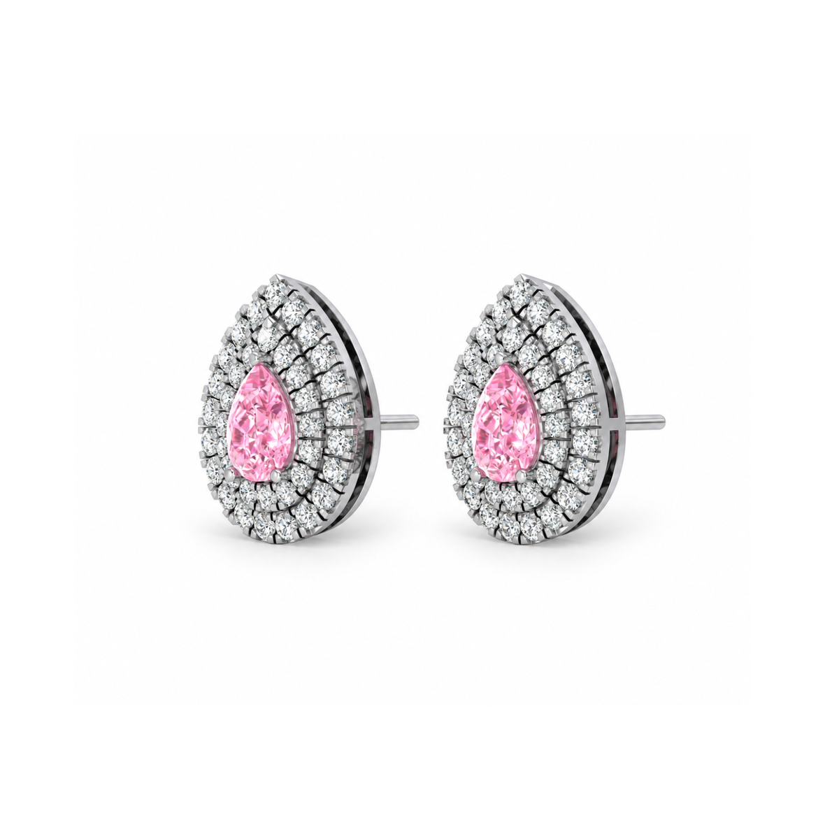Sakura Duchess Pear Halo Earrings