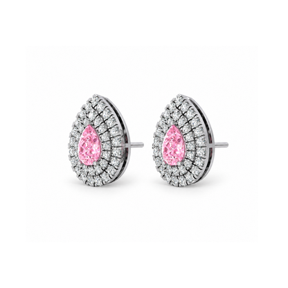 Sakura Duchess Pear Halo Earrings