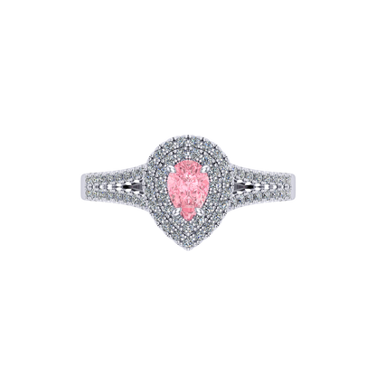 Sakura Empress Pear Halo Ring