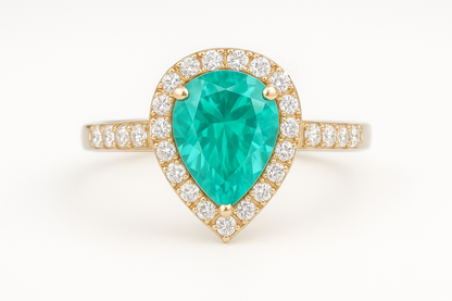 Lab Grown Paraiba Pear-Cut Ring – 5.57ct with Moissanite ¾ Band