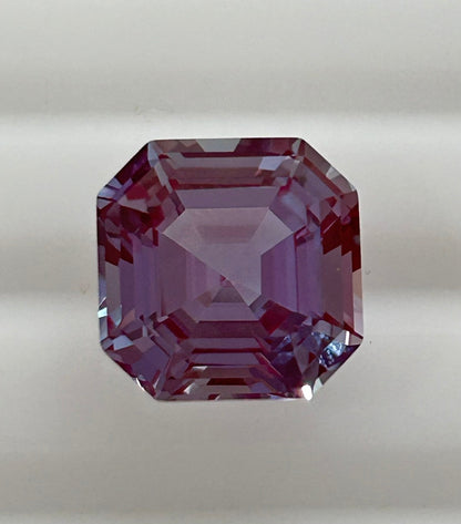 Lab-Grown 8.05ct Alexandrite Asscher Pendant with Moissanites in 14K Yellow Gold Plating on Cable Chain