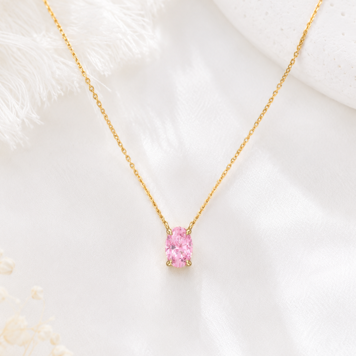 Sakura Pink Solitaire Necklace