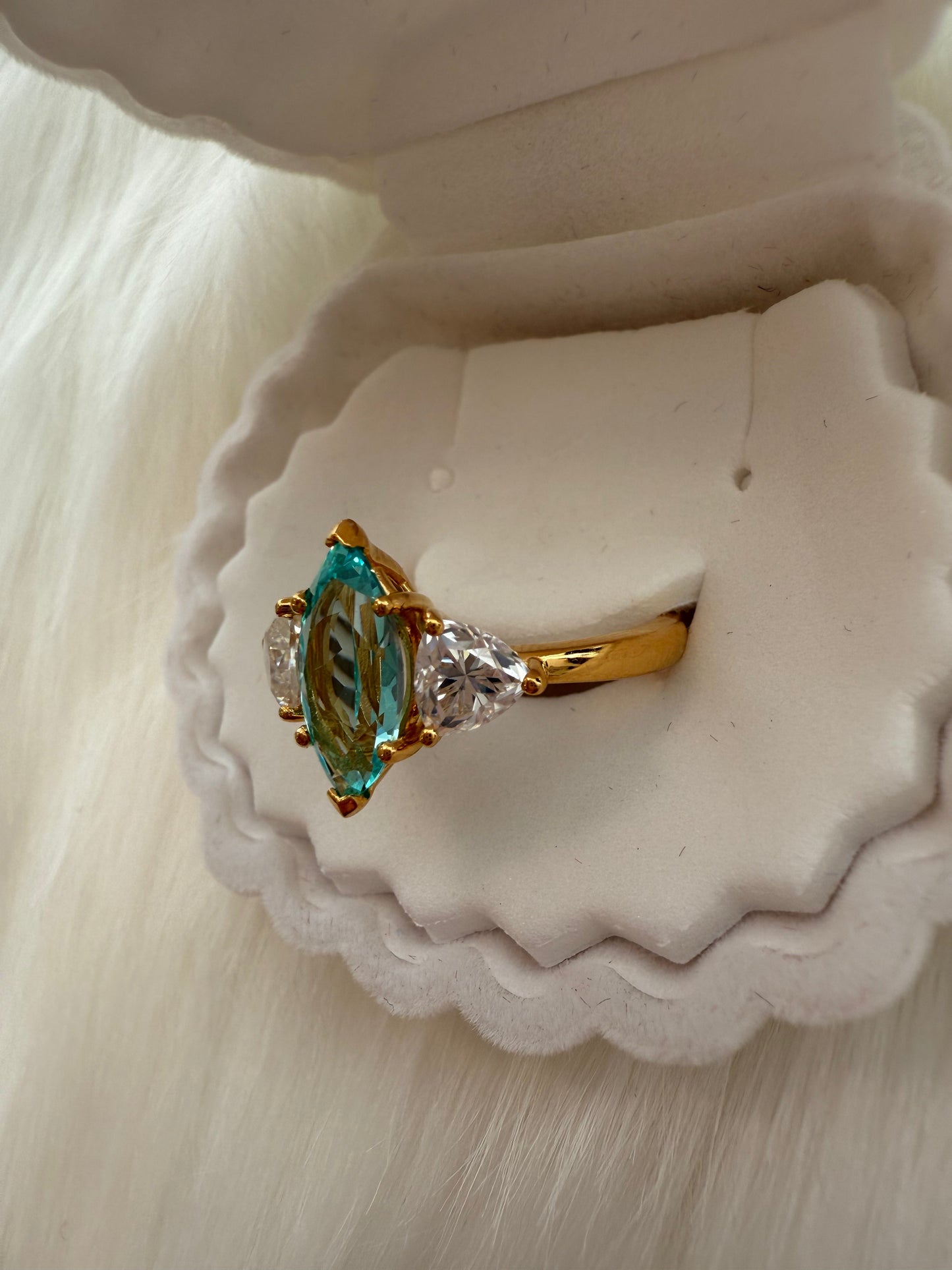 Paraiba Marquise Ring – 2.44ct with Trillion Moissanite Accents