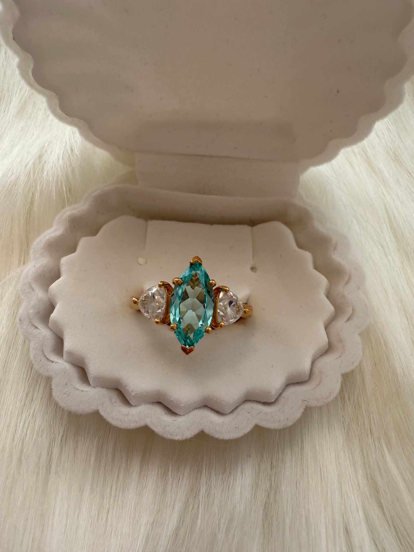 Paraiba Marquise Ring – 2.44ct with Trillion Moissanite Accents