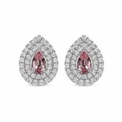 Sakura Duchess Pear Halo Earrings