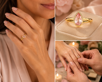 Sakura Blush Pear Ring