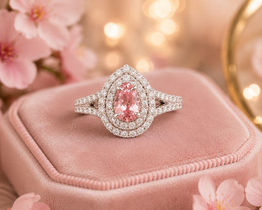 Sakura Empress Pear Halo Ring