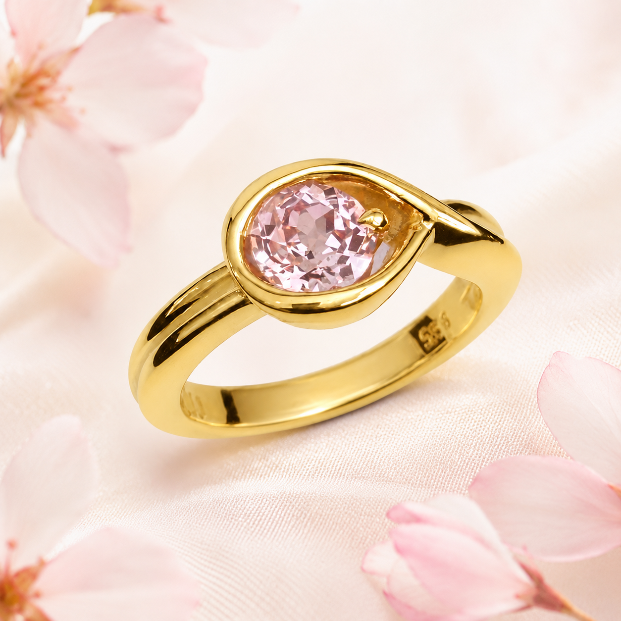 Sakura Pink Solitaire Ring
