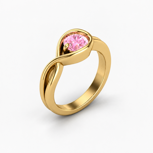 Sakura Pink Solitaire Ring